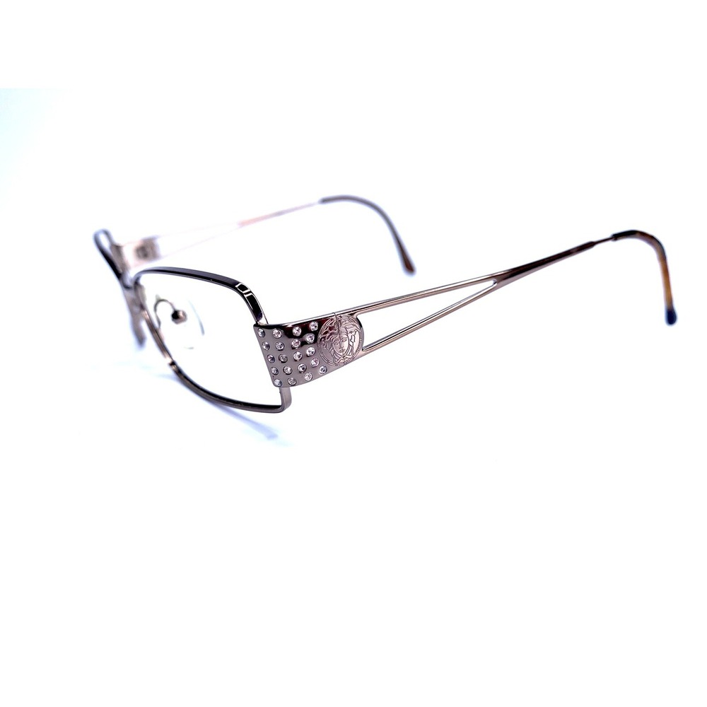 Versace Rectangular Oval Eyeglasses Crystal Silver Temples MOD 1117-B 51 17 135